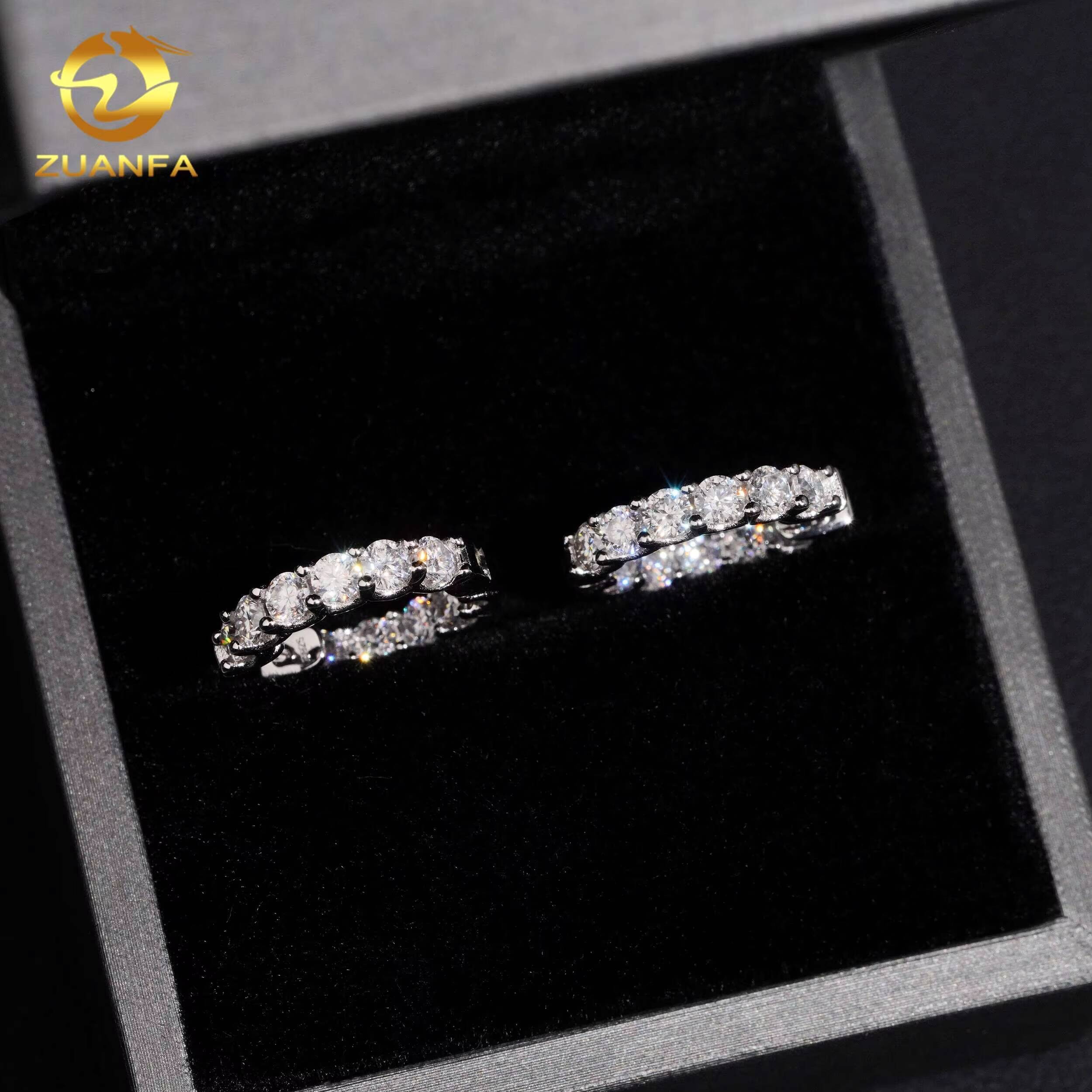Hot Sale Moissanite Hoop Earring Gold Plated 925 Silver Pass Diamond Test Moissanite Iced Out Hip Hop Hoop Earring
