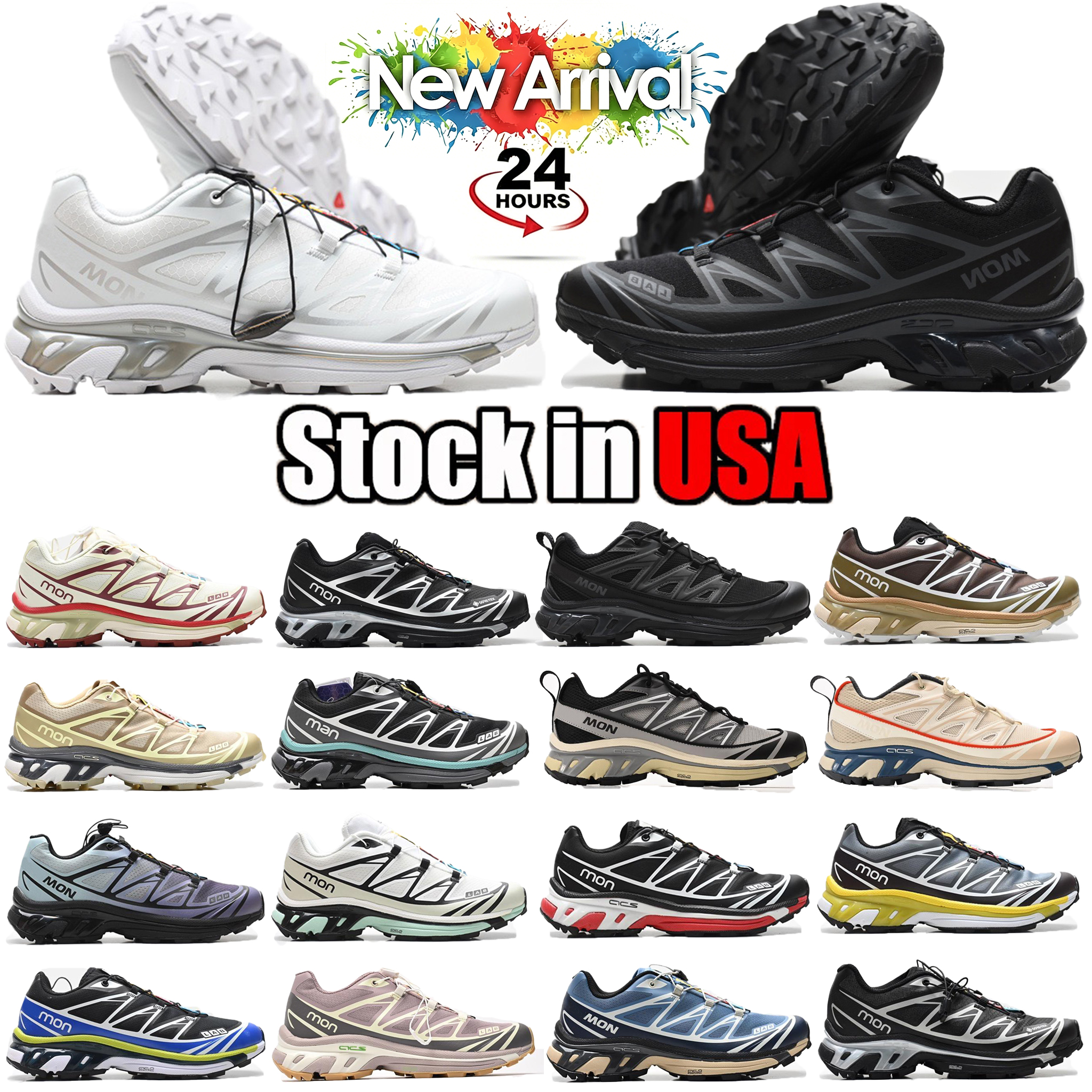 men women designer salomom xt6 running outdoor xt 6 quest triple black white blue pink bright green sneakers jogging walking sports shoes