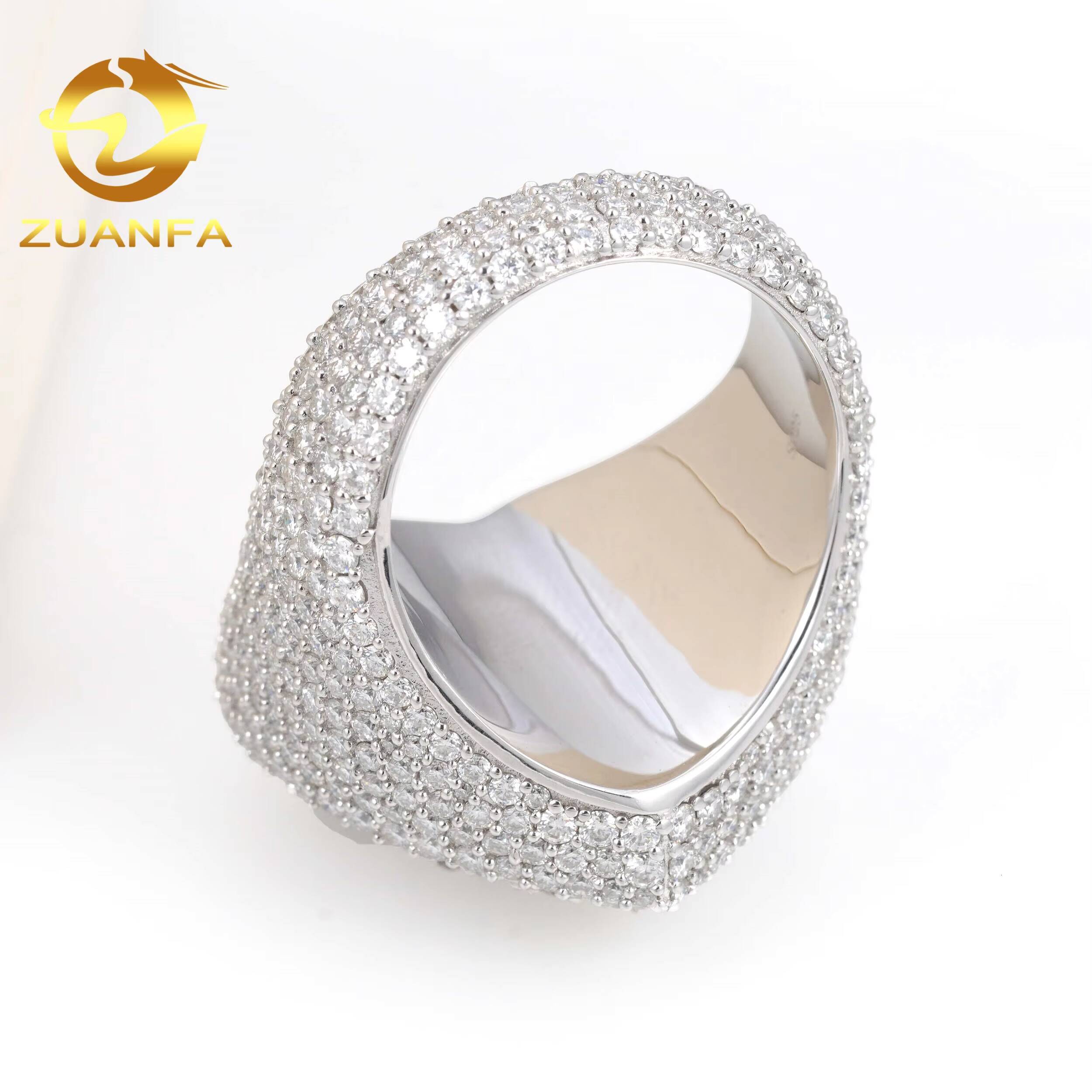 Wholesale Price Iced Out Heart Design GRA Certificate 925 Silver Moissanite Hip Hop Men Diamond Ring