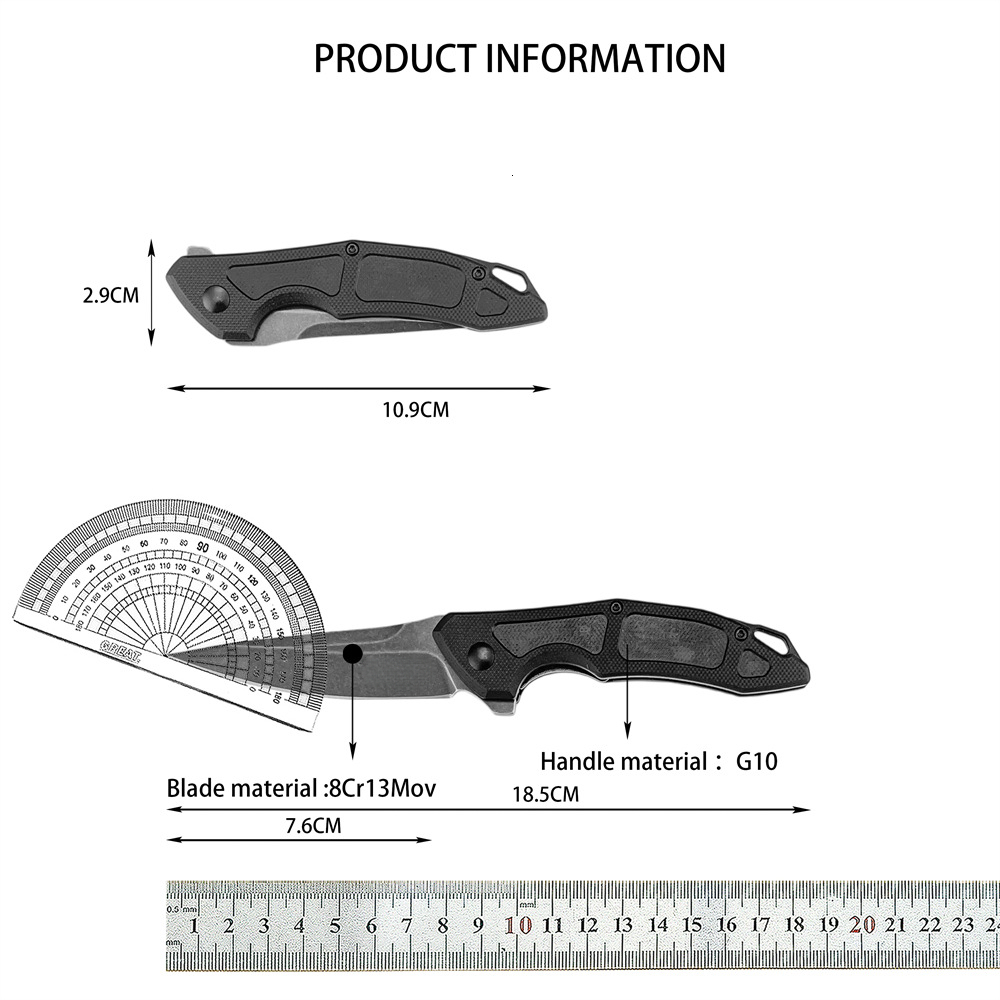 1170 Tactical Hunting Combat Survival Knife Jungle Rescue Tools 8Cr13Mov Blade Outdoor Camping Fishing Folding Knife G10 Handle