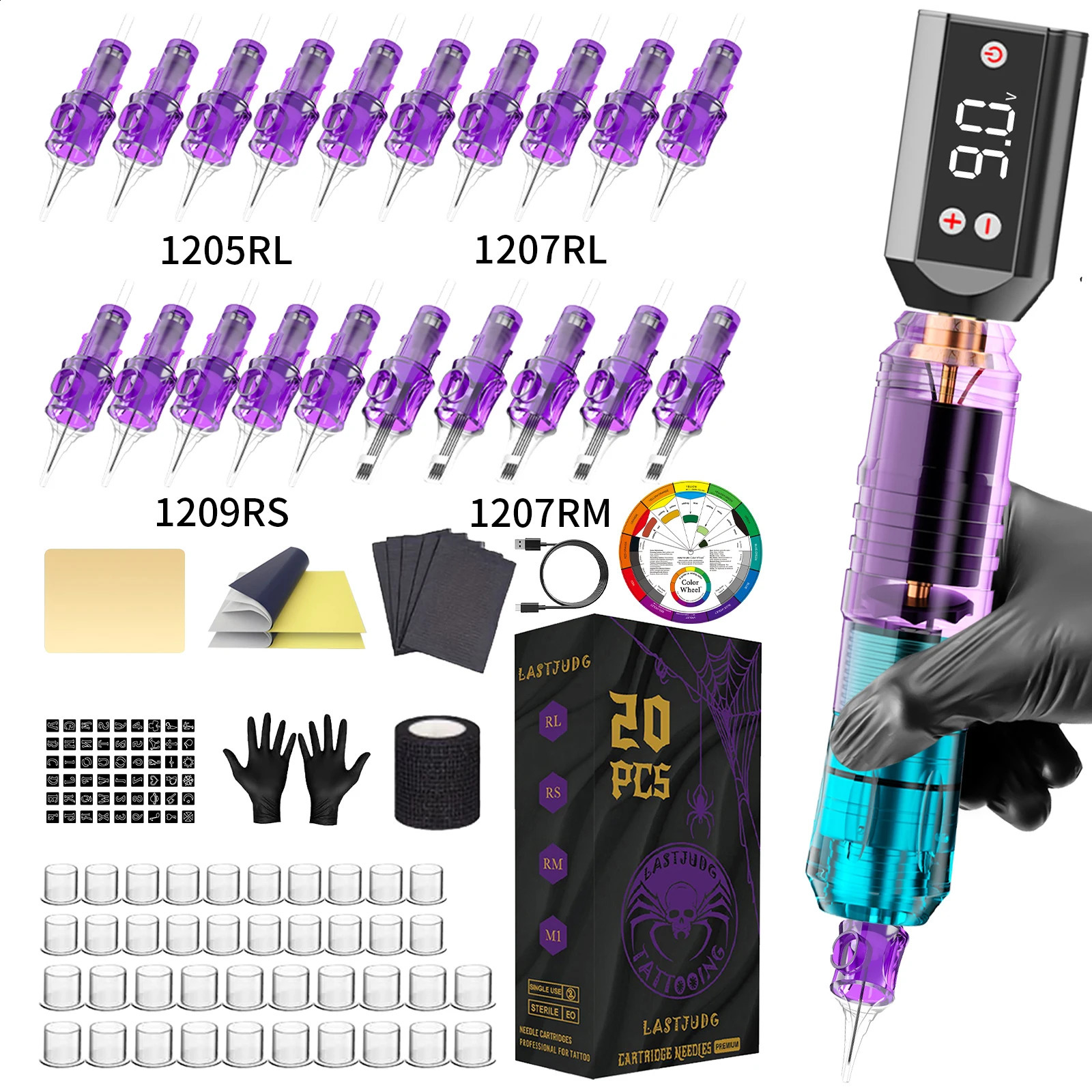 LASTJUDG Tattoo Kit Lightweight Tattoo Pen Kit For Permanent Makeup Tattoo Machine Kit Wireless Tattoo Power Supply Tattoo Kit 260424