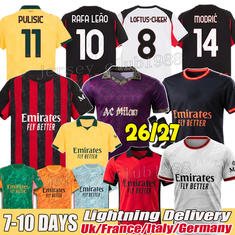 ac milano jersey 25 26 Modric Rafael Leao Maignan Luka Jovic Kyle Walker Fikayo Tomori Christian Pulisic Soccer Jerseys LONG SLEEVE kid kit ac milan jersey xxxl 4xl men