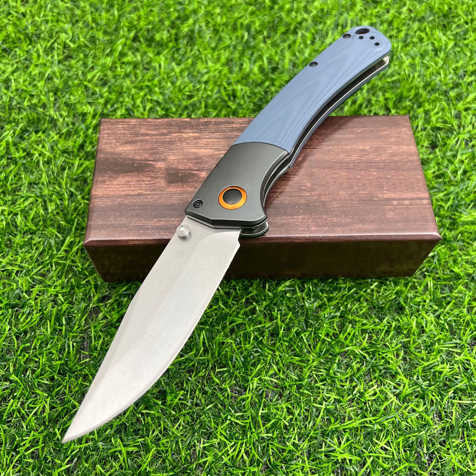 Damascus Steel Blade BM 15080 Crooked River Folding Knife Wooden / G10 Handles Outdoor Camping Pocket Knives EDC Tactical Tool
