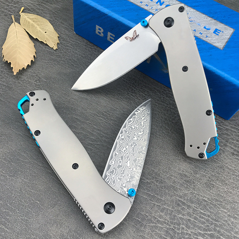 Pocket Folding Knife Titanium Damascus Survival EDC Tool Camping Outdoor Good Soak BM535 535TI