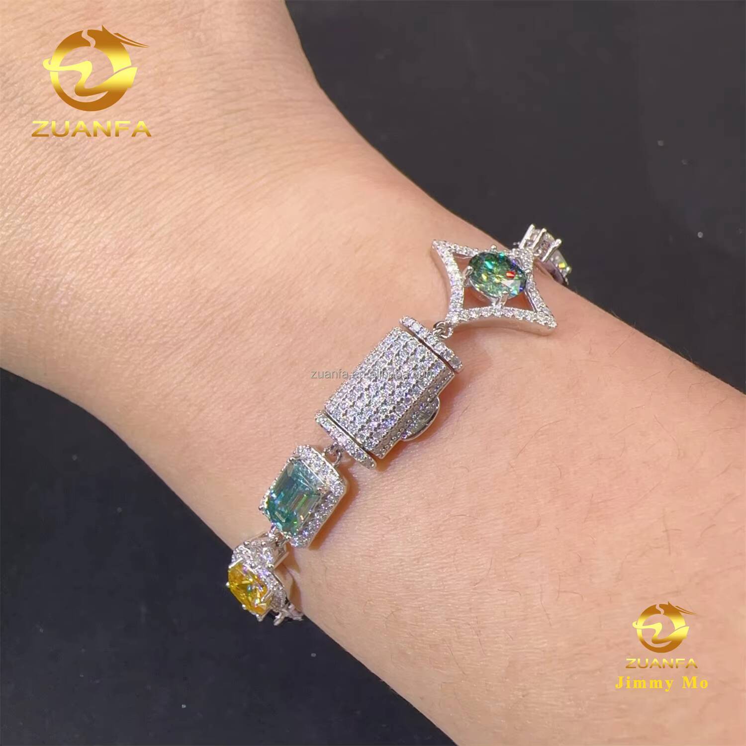 New Design GRA Certificate Pass Diamond Tester Iced Out Hip Hop S925 Colorful Moissanite Diamond Fashion Jewelry Tennis Bracelet