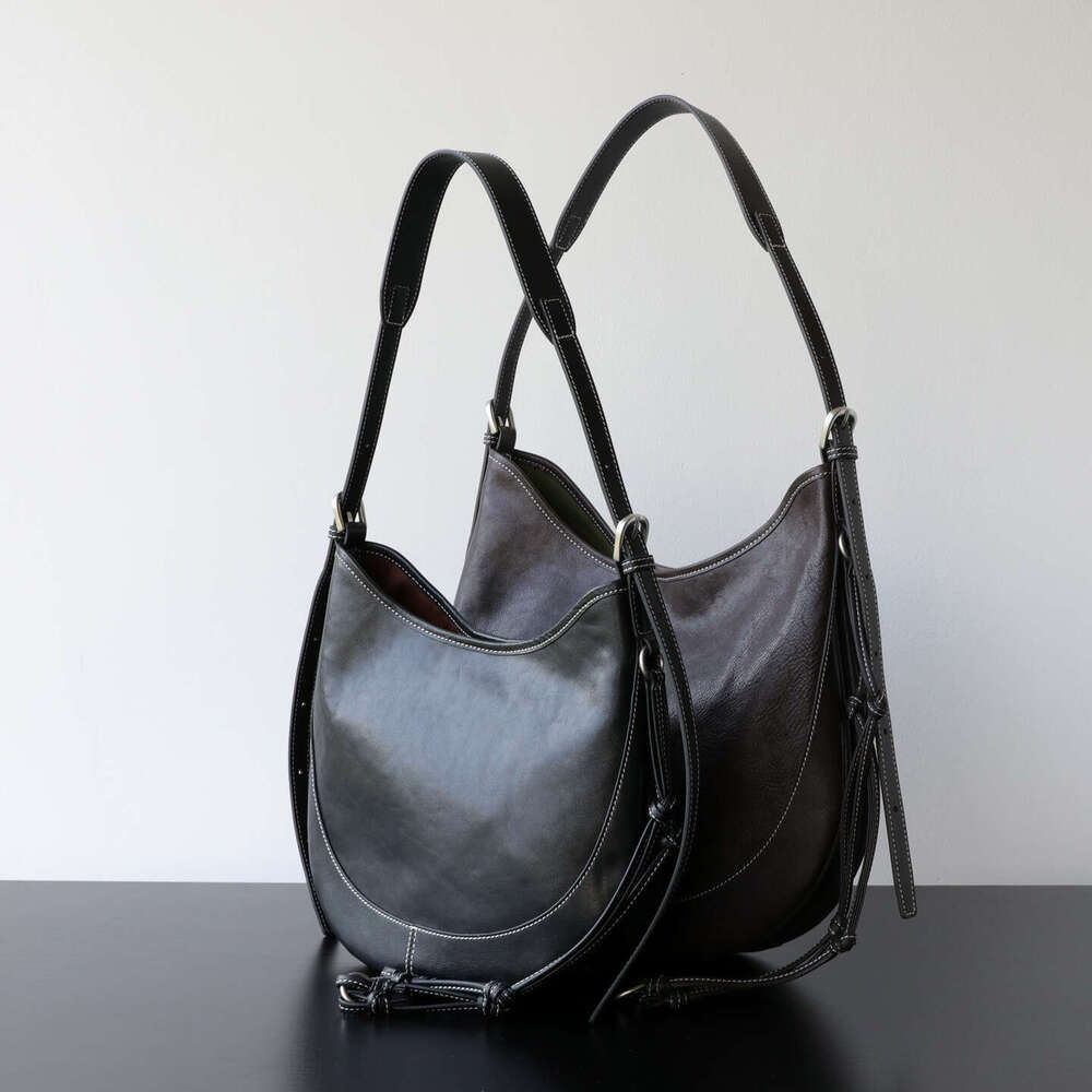 Niche Light Luxury Retro Saddle Bag Large Capacity Top Layer Vegetable Tanned Leather Casual Versatile Tote Handbag SENYY