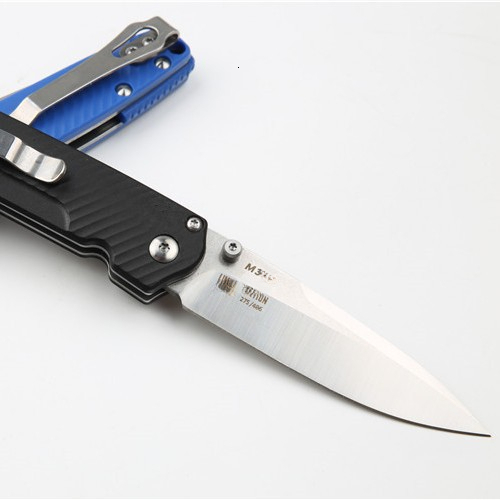 BM 485 Outdoor Folding Knife -M390 Steel Satin Plain Blade, Nylon Fiber Handle for Camping, Hunting, Survival, Tactical