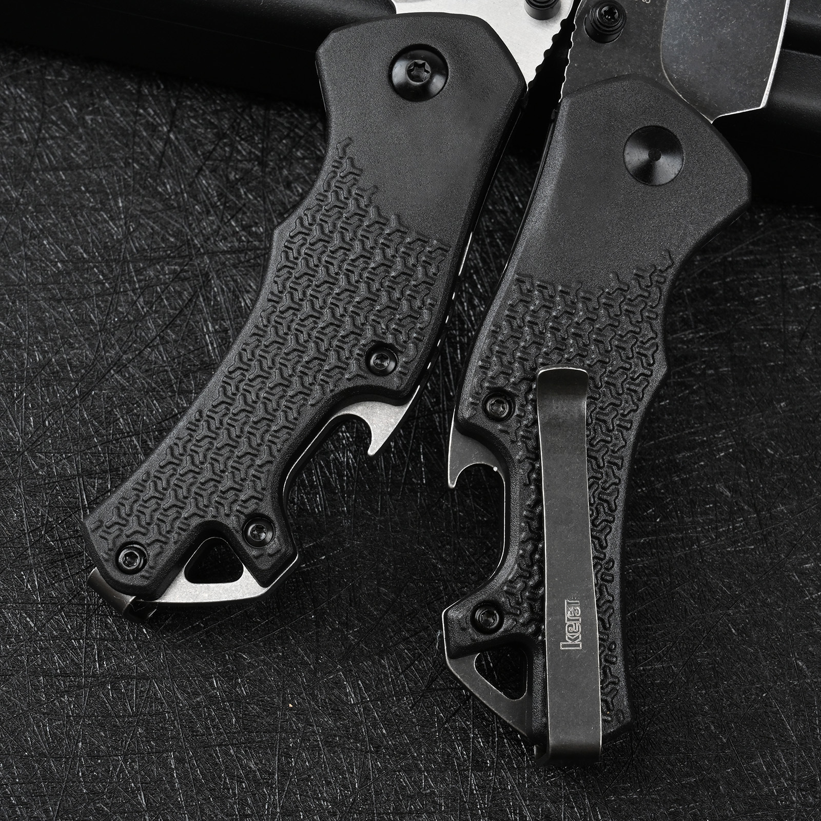 ks 8337 Compact Black Folding Knife with V-shaped Edge Grinding and Thumb Buckle Compact Design Precise and Durable Men's Gift