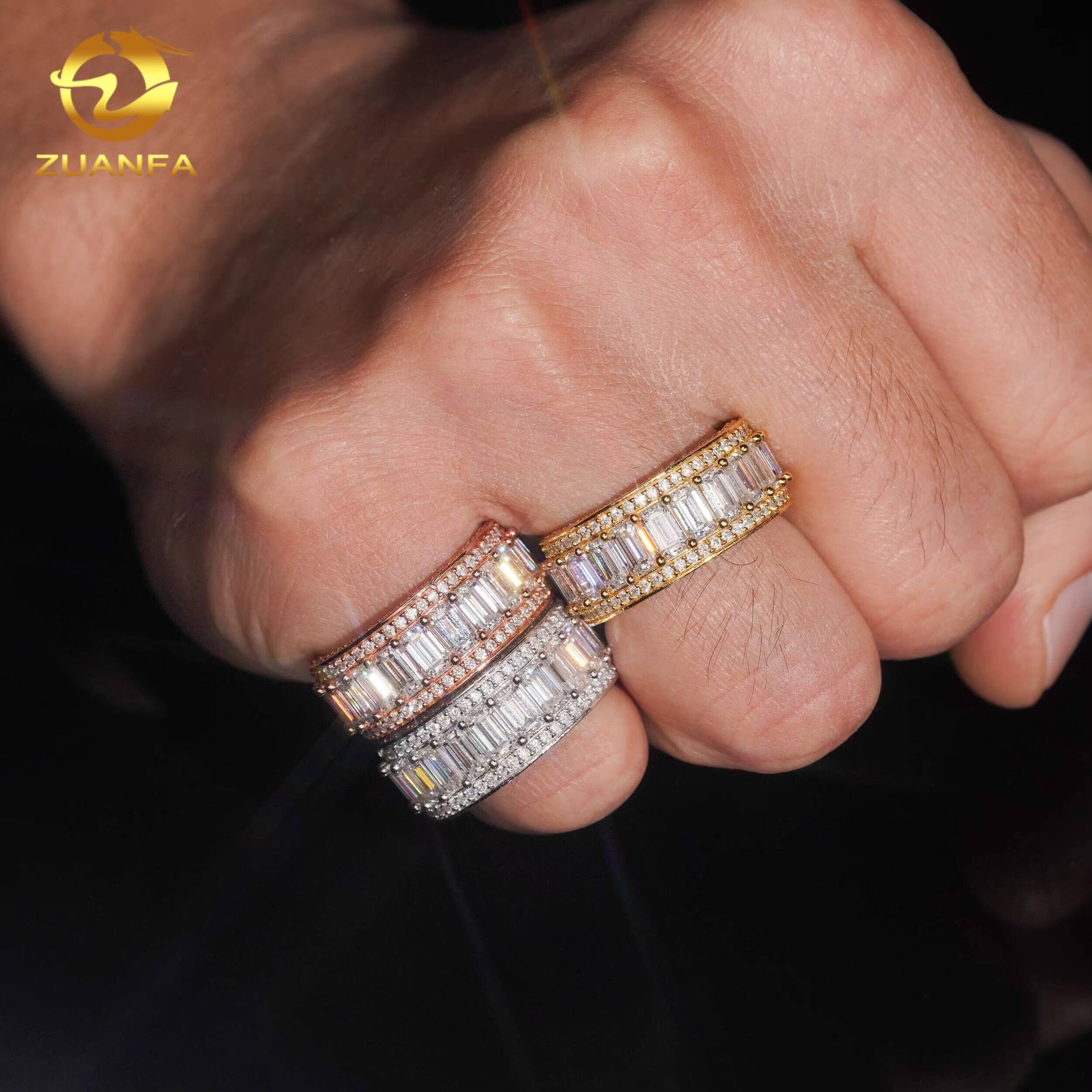 Fine Jewelry Hip Hop Custom Jewelry 925 Sterling Silver Vvs Diamond Moissanite Iced Out Ring Men GRA Certificate