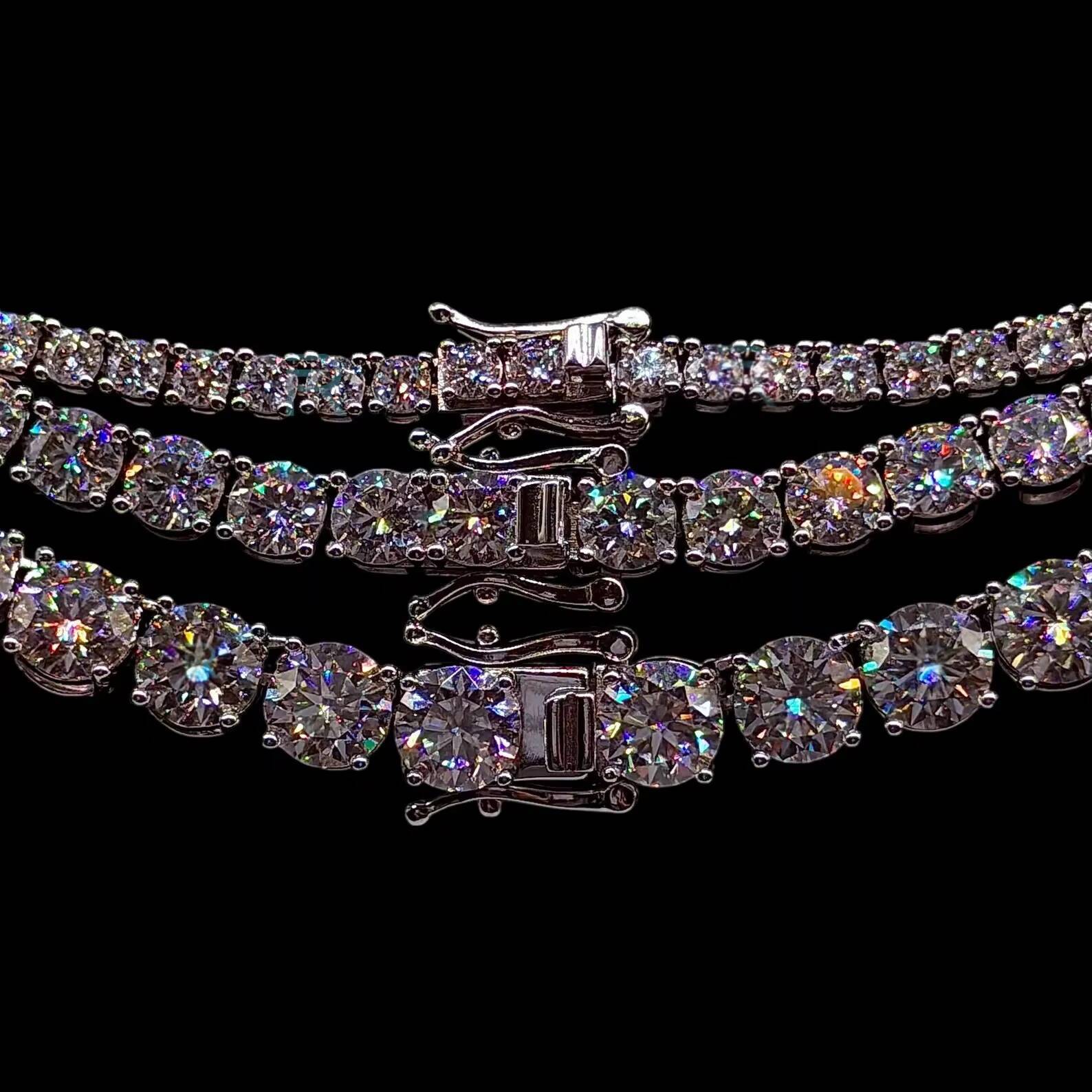 Head Turner Icy Vvs 8mm Moissanite Dazzling Iced Out Hip Hop Tennis Necklace 925 Sterling Silver Bling Moissanite Tennis Chain