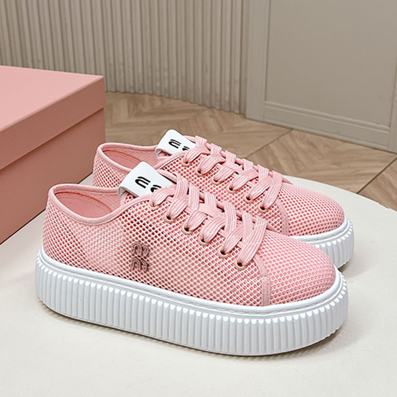Designer Mesh Surface Biscuit Thick Sole Shoe Womens Ventilate Hollowed Out Height Increase Leisure Sneakers Ladies Versatile Minimalist Biscuit Shoes Size 35 40