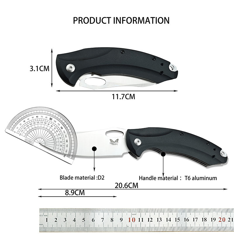 BM818 Tactical D2 Satin Blade Wilderness Survival Pocket Folding Knife Outdoor Camping Rock Climbing Portable Knife Rescue Knife