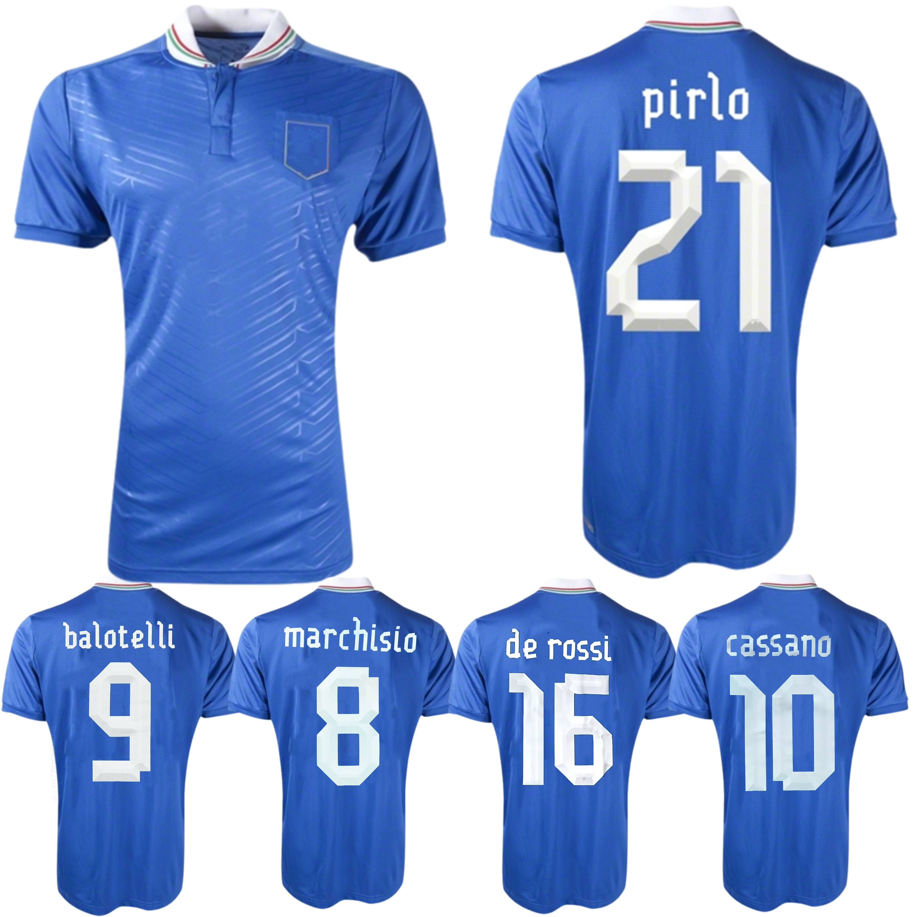 2012 Italy Balotelli retro soccer jerseys 12 13 Pirlo chiellini De Rossi marchisio Cassano classic vintage football shirts