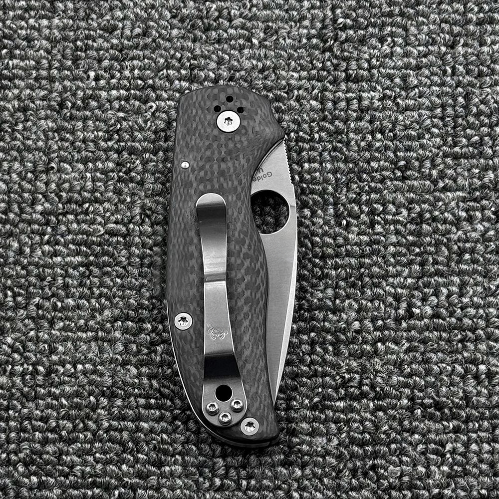 C41 Carbon Fiber Handle Folding High Hardness Outdoor Camping Wilderness Survival Pocket Tool Knife