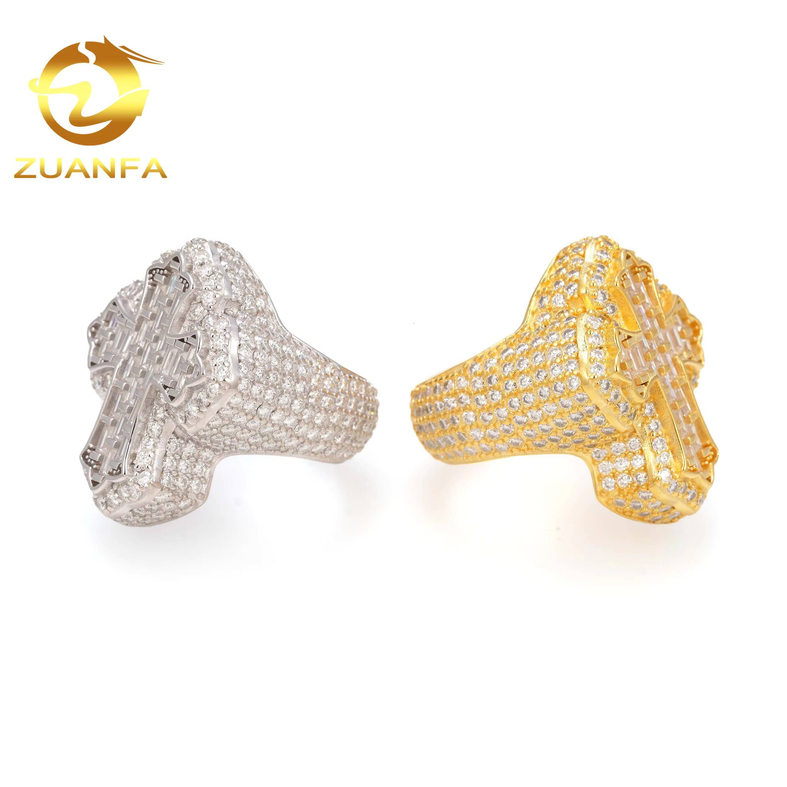 Wholesale Price Top Quality Pass Diamond Tester 925 Silver Cross Hip Hop Men VVS Moissanite Ring