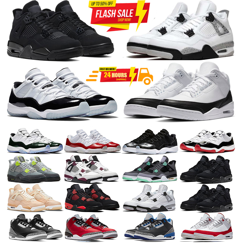 Designer 4s 11s basketball shoes 4 Black Cat 11 3 3s Gamma Pearl Taxi Varsity Red Pearl Pink Canyon Purple Orchid Thunder men women sneakers trainers sports shoe Oreo