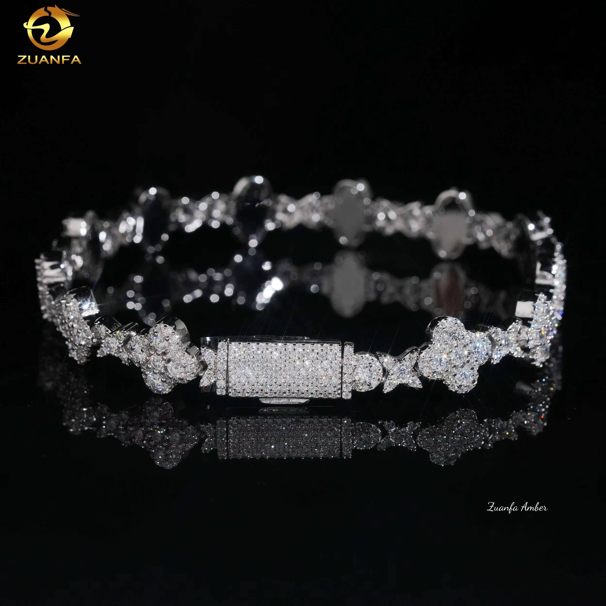 Vintage Cuban Bracelet Pass Diamond Test VVS Moissanite 925 Sterling Silver Gold Plated Iced Out Hip Hop Linked Men Bracelet