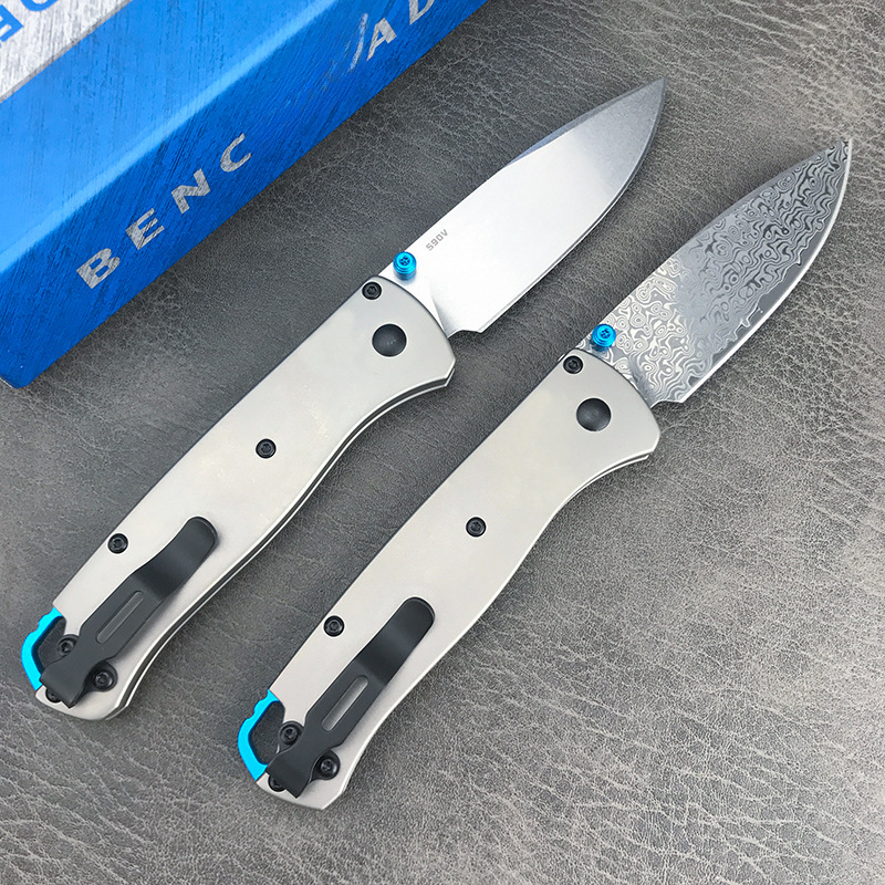Pocket Folding Knife Titanium Damascus Survival EDC Tool Camping Outdoor Good Soak BM535 535TI