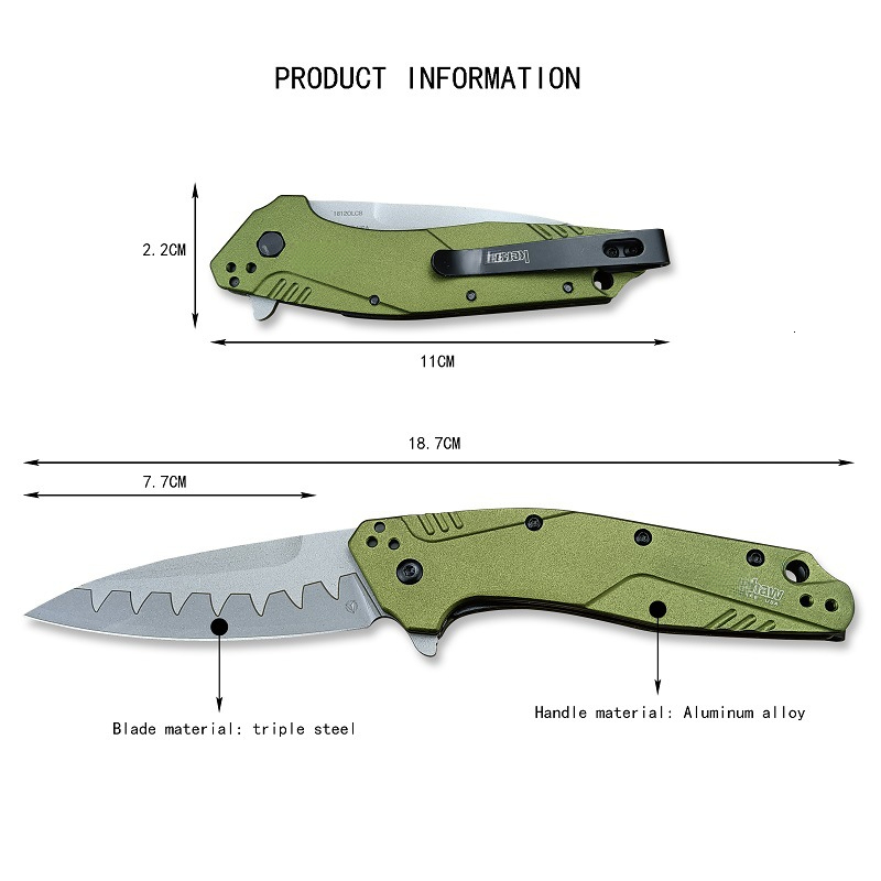 KS 1812 Outdoor folding knife D2 Steel aluminum handle Survival Portable Field knives Camping equipment knives Cutting Tool