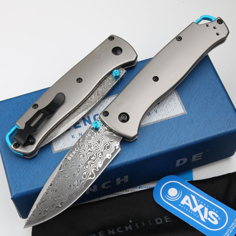 BM 533/535 Folding Knife Damascus Steel Blade Handles Sharp Field Hunting Knife Survival Tactical Tool with Pocket Clip Bench Made Kinves