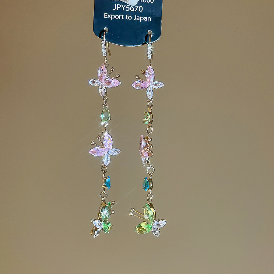 French-style crystal tassel with diamonds, European and American exaggerated design earrings, niche fashion earrings - view 6