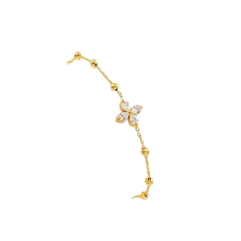 Designer French Style Light Luxury White Diamond Four-Leaf Clover Titanium Steel Necklace for Women Fashion Versatile Clavicle Chain Elegant Simple Se