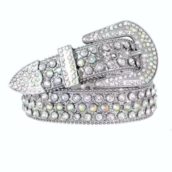 Designer High-end fashion trendy European and American style decorative belt with diamonds, shiny and stylish, versatile belt for street jeans