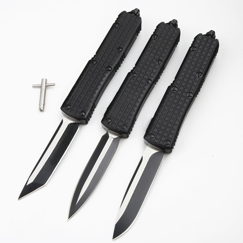 ut85 Black Portable Travel Pocket Knife, Outdoor Camping Hiking Tactical EDC Knife, D2 Steel Blade Durable Aluminum Alloy Handle