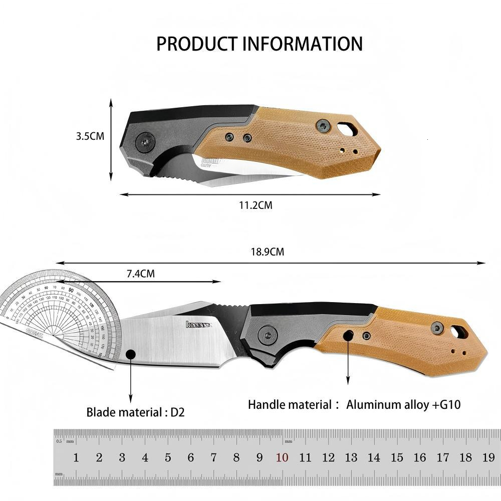 KS 7851 Launch 19 Pocket Folding Knife D2 Blade Outdoor Camping Portable Fruit Knife Fishing Knife Practical Cutting Knife