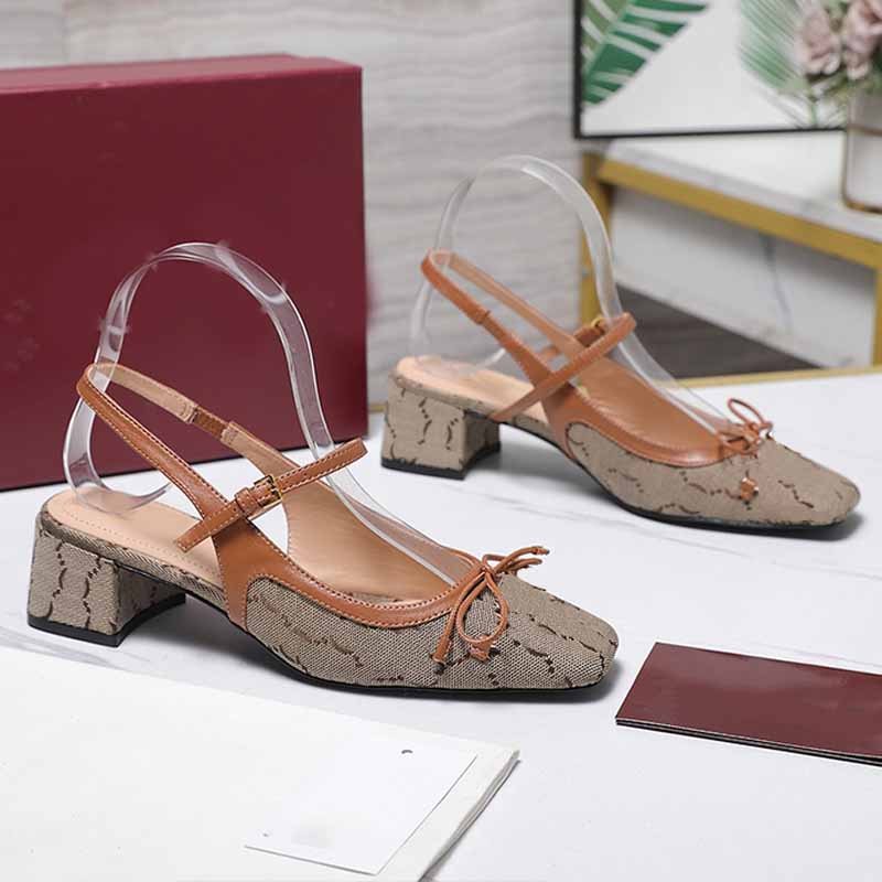 womens designer Brown iconic canvas slingback Leather bow Light gold toned hardware Ladies comfortable ballet shoes Leather sole Low heel ballet slingback