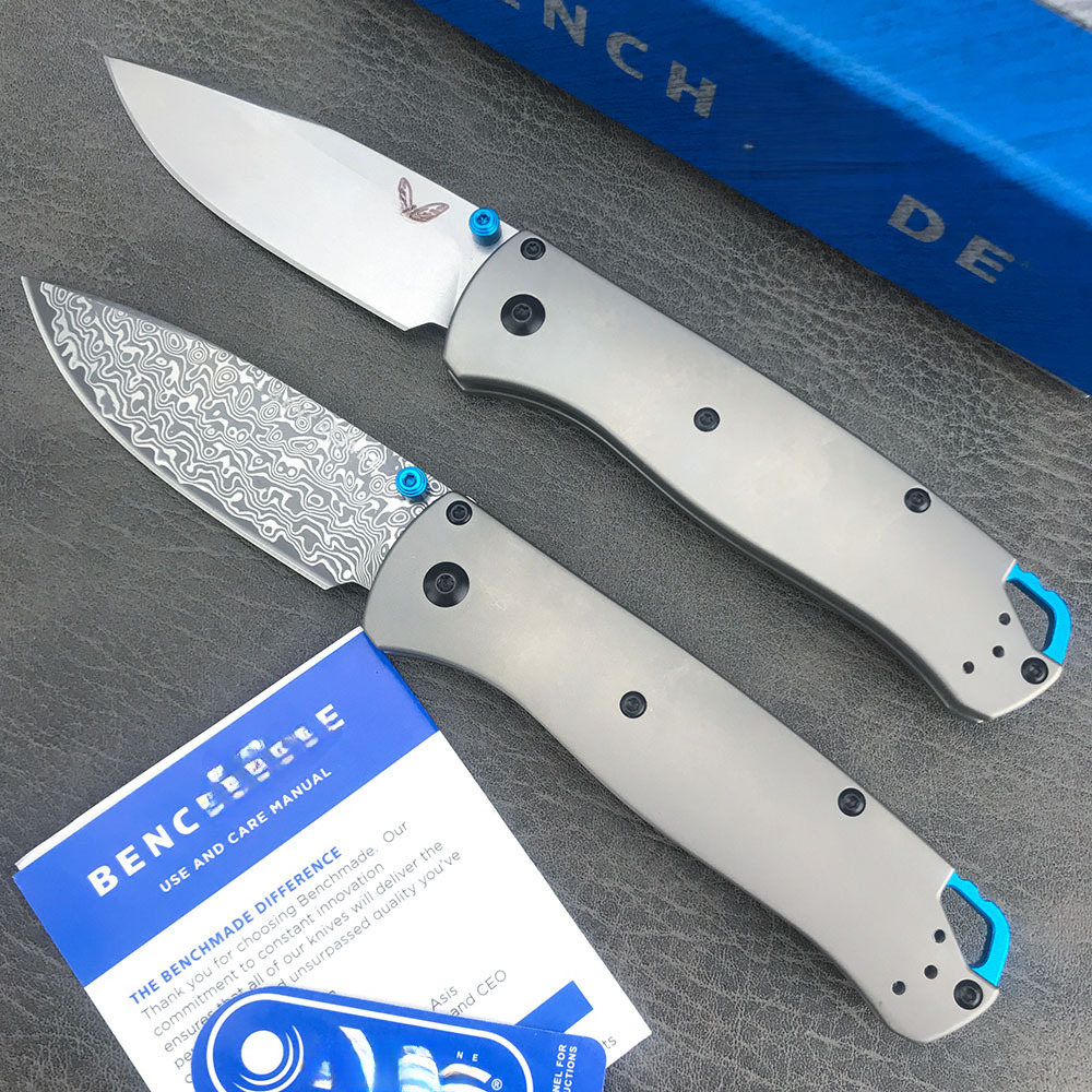 BM 535/535-TI Bugout Folding Knife 3.24" Damascus TC4 Handles Outdoor Camping Hunting EDC Self Defense Pocket Knives Top Ver. Bench Made Kinves