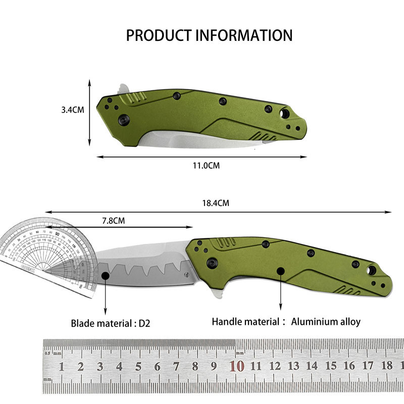 KS 1812 Outdoor folding knife D2 Steel aluminum handle Survival Portable Field knives Camping equipment knives Cutting Tool