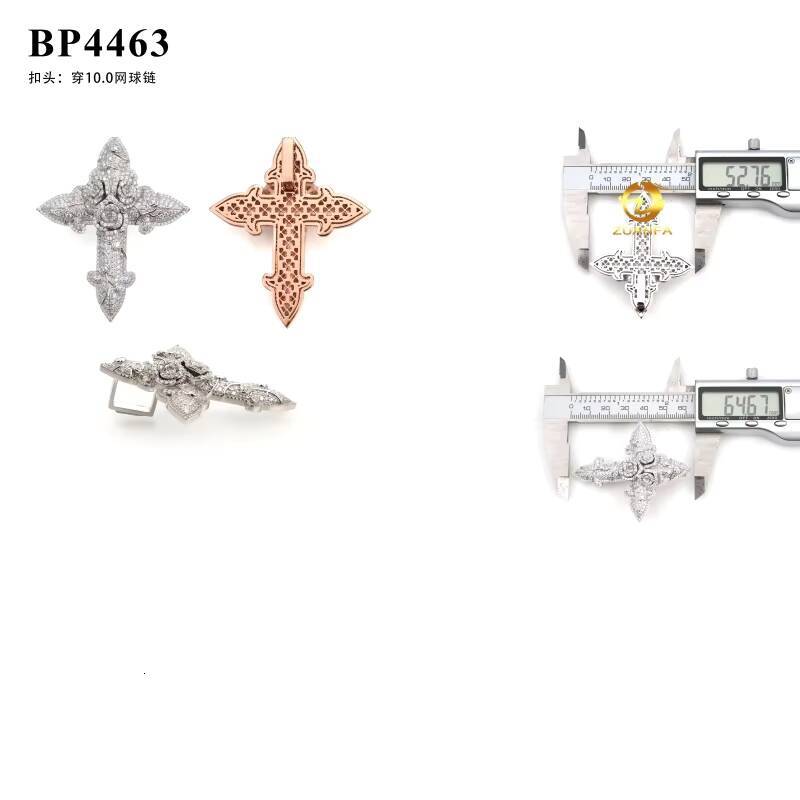 Fine Jewelry Factory Exquisite 3D Rose Big Cross Pendant Moissanite Pendant Men Iced Out Jewelry Custom Hip Hop Pendant
