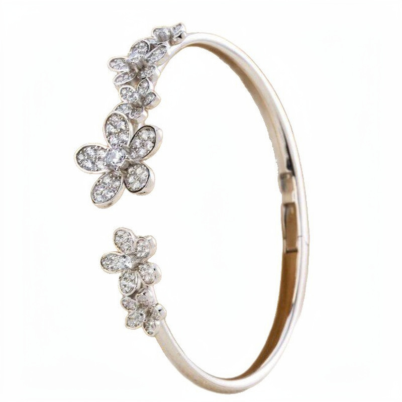 Super Shiny Zircon Flower Open Bangle, High-end Exquisite Bracelet, 2026 New Light Luxury Jewelry - view 4