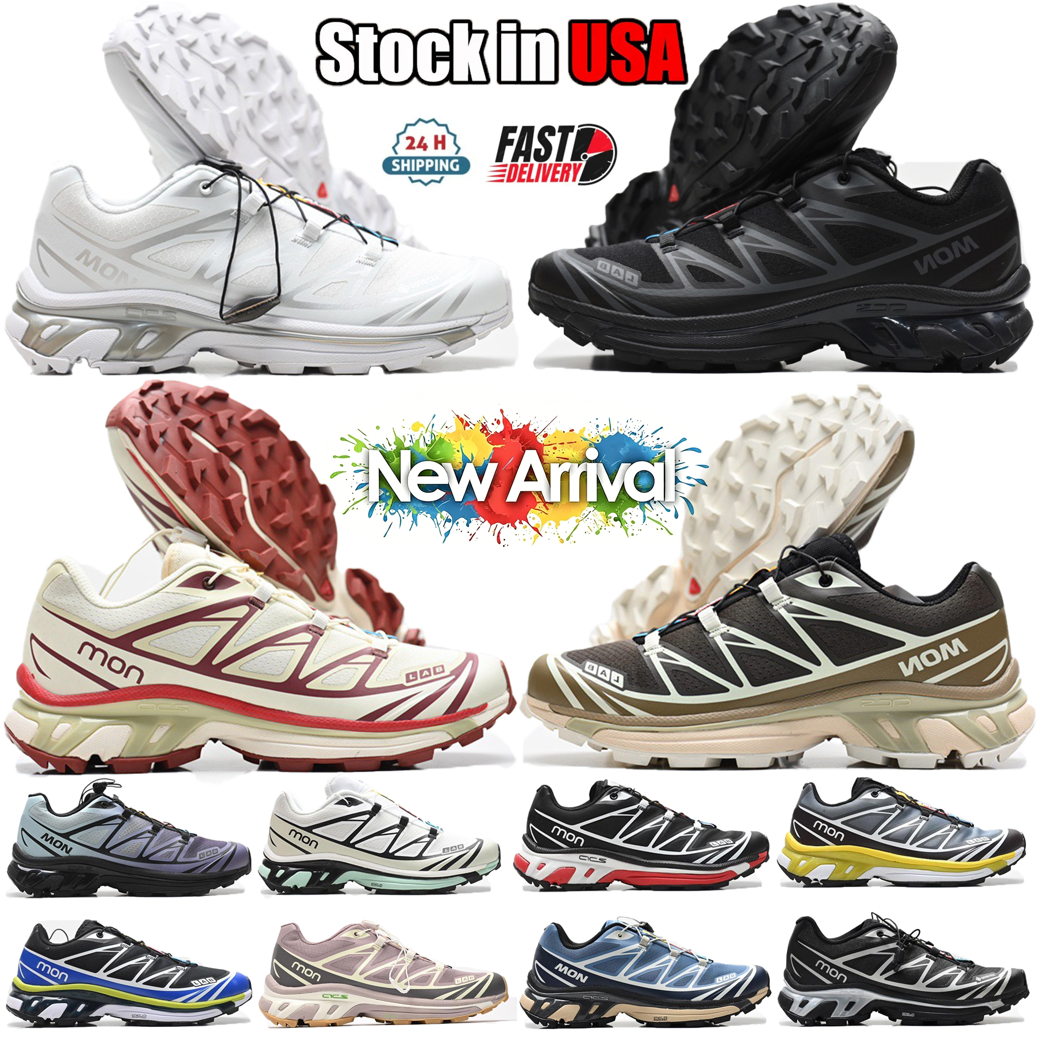 men women designer salomom xt6 shoes running outdoor shoes xt 6 quest triple black sneakers white blue pink bright green sneakers jogging walking sports shoes