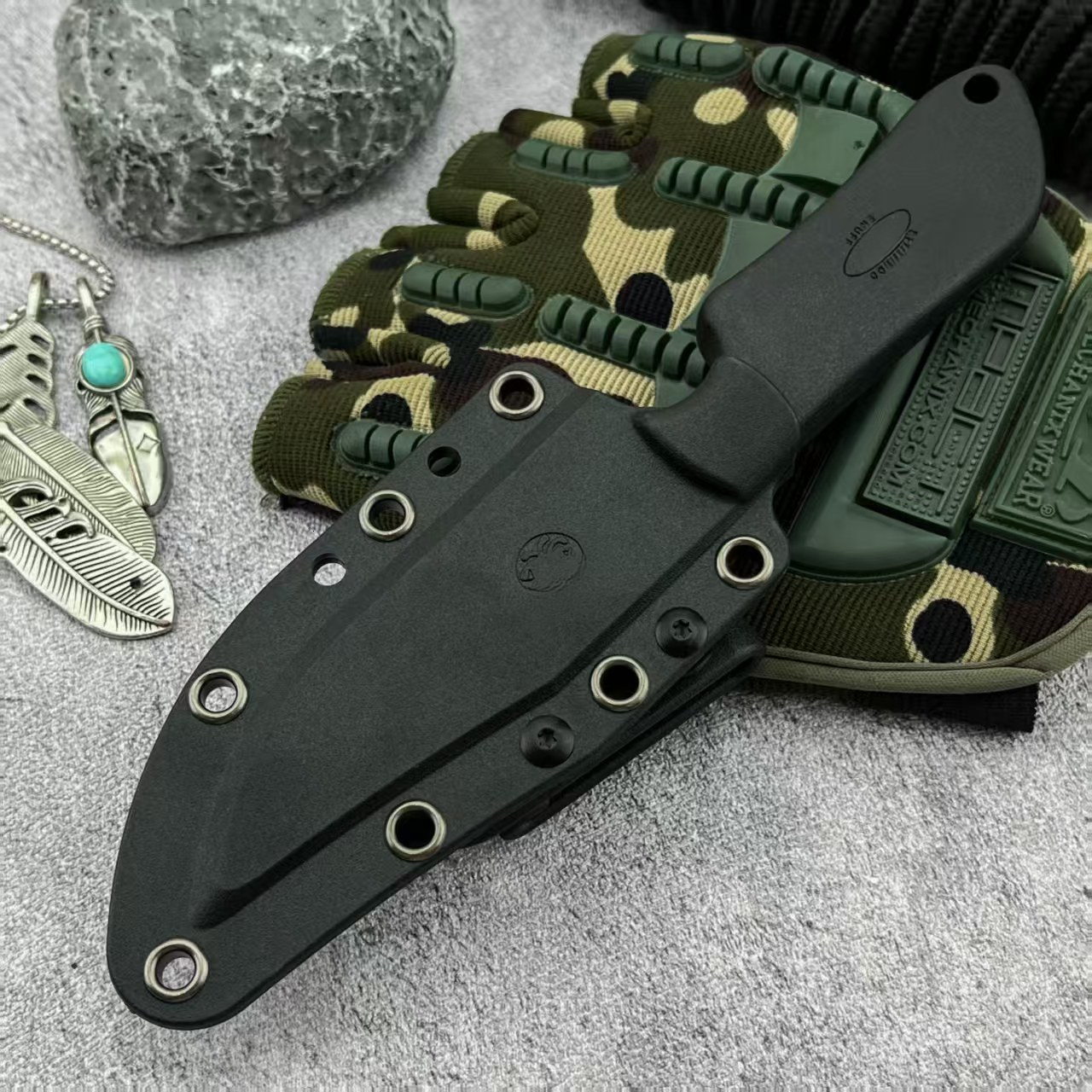 BK20 Survival Fixed Knife with Sheath 7Cr13Mov Blade High Hardness Survival Knife Portable Pocket Outdoor Knife EDC Tool