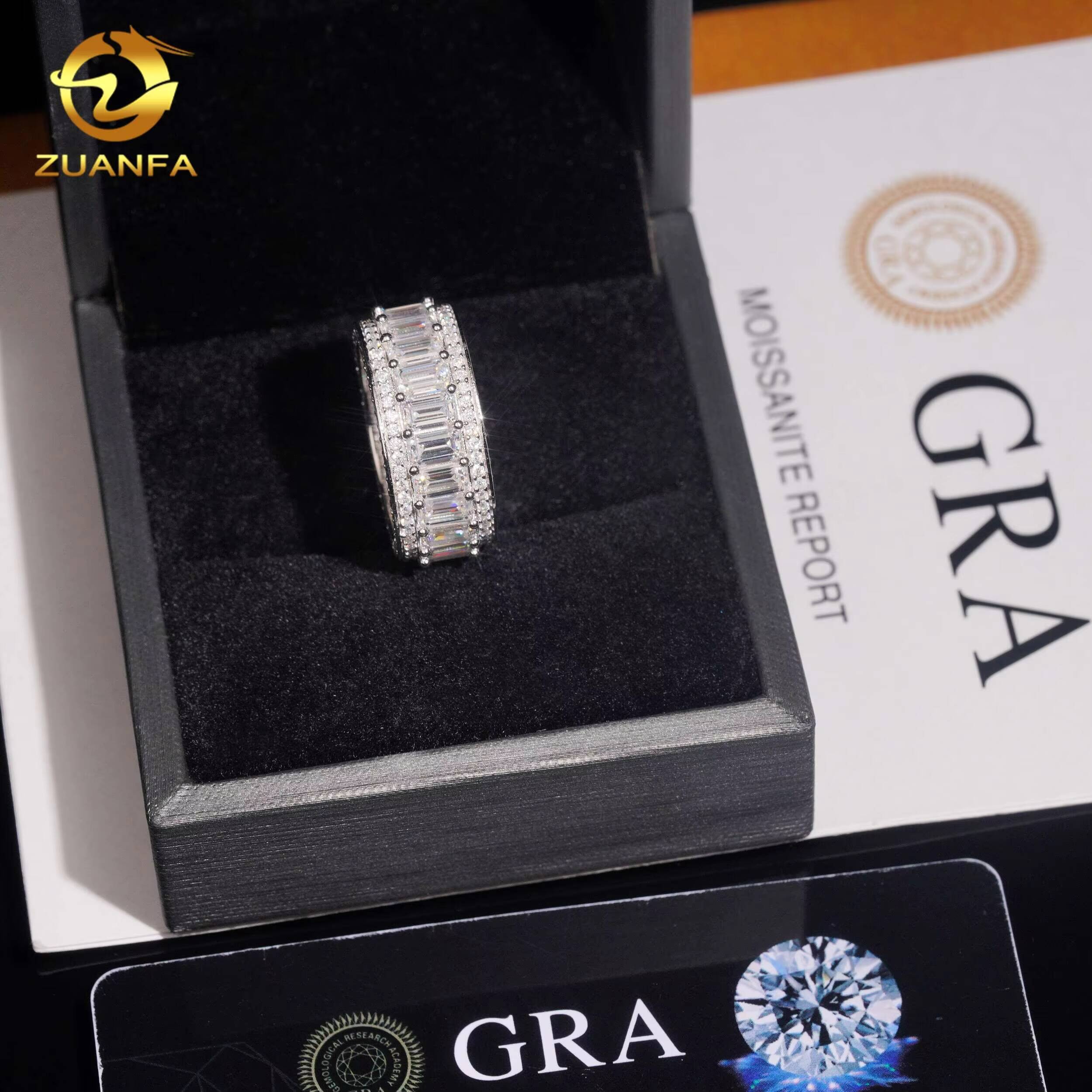 Fine Jewelry Hip Hop Custom Jewelry 925 Sterling Silver Vvs Diamond Moissanite Iced Out Ring Men GRA Certificate