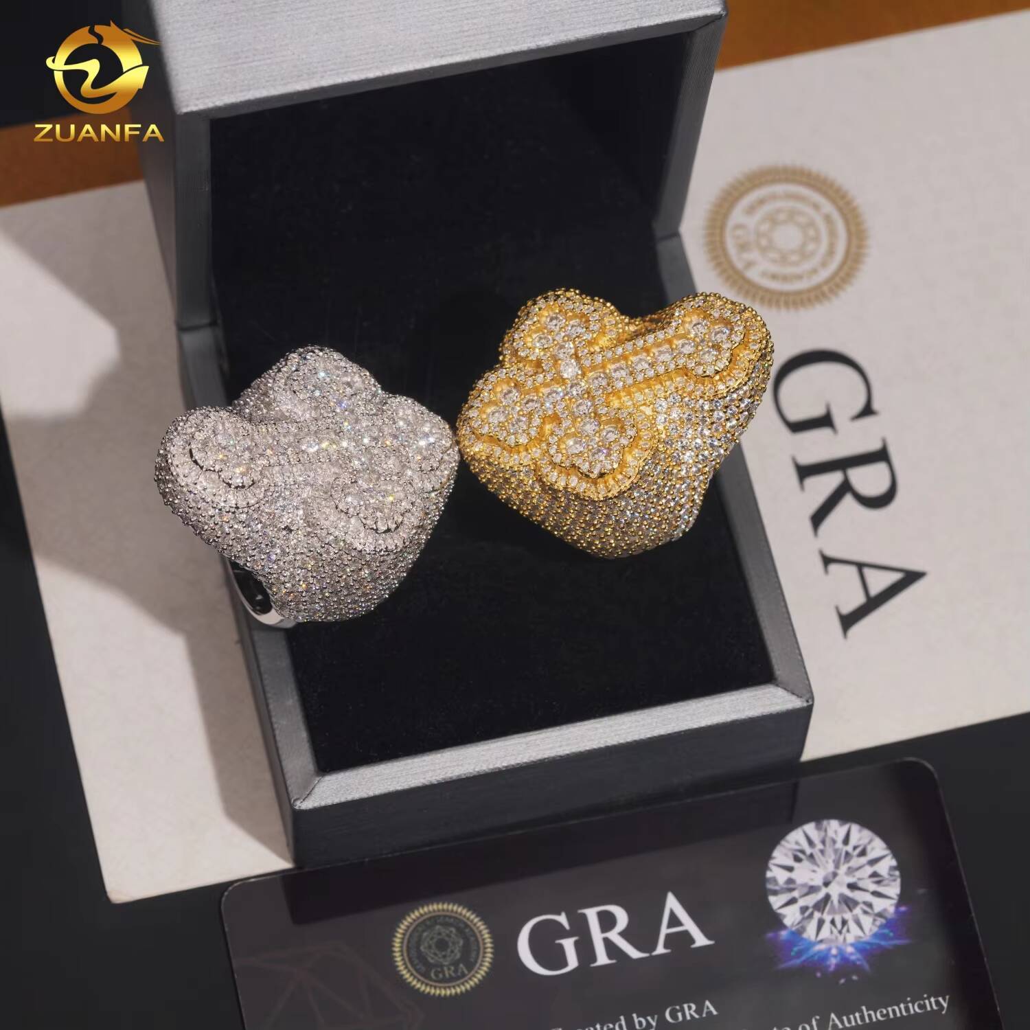 High Quality Cross Ring Hip Hop Style Jewelry Iced Out VVS Moissanite Custom 925 Sterling Silver Diamond Moissanite Rings
