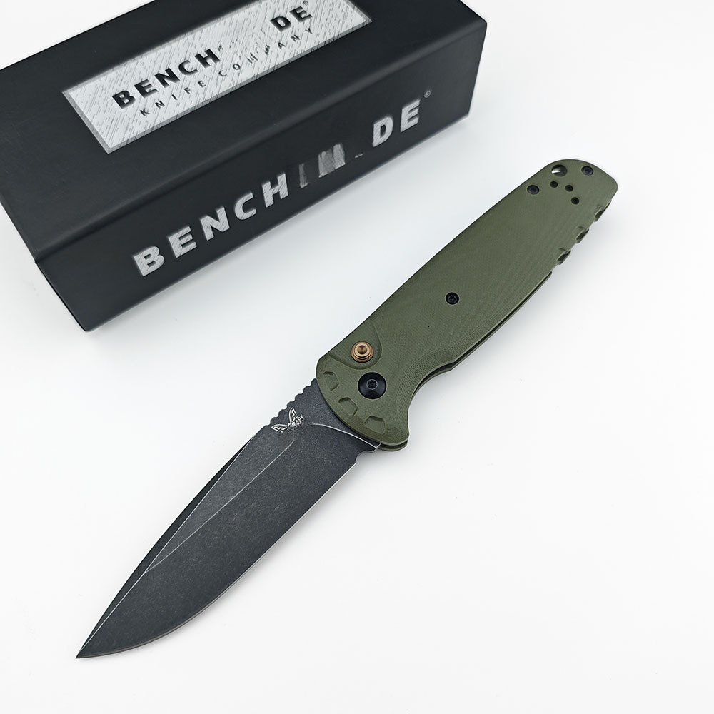 BM 4300 CLA Premium Folding Knife, Stonewash Blade G10 Handle Outdoor Utility Survival Pocket Knife for Hiking Fishing Camping