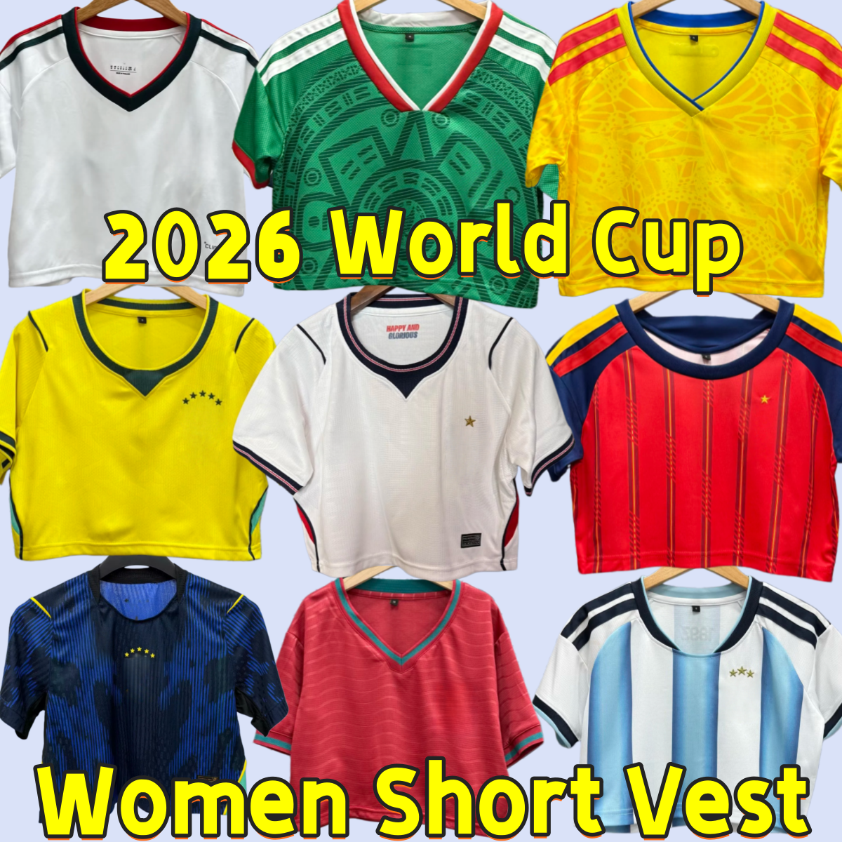 2026 World Cup Women's Short-Sleeve Football Jersey MESSIS Portugal Brazil Mexico Spain LAMINE YAMAL 26 27 Cheerleader Short-Sleeve Vest Football Jersey