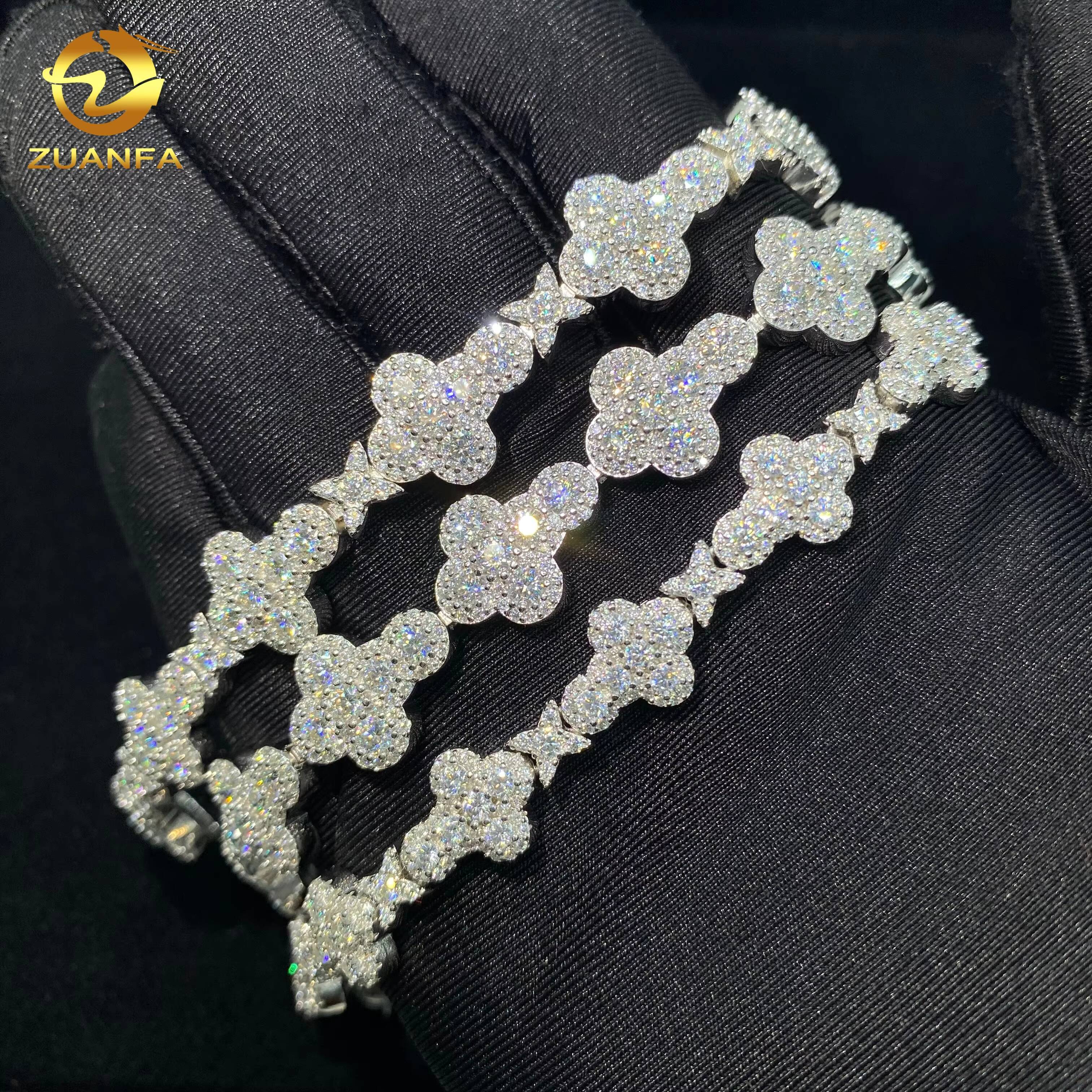 10mm 13mm GRA Certificate Iced Out Custom VVS Moissanite Diamond 925 Silver Hip Hop Jewelry Cross Cuban Link Chain Bracelet