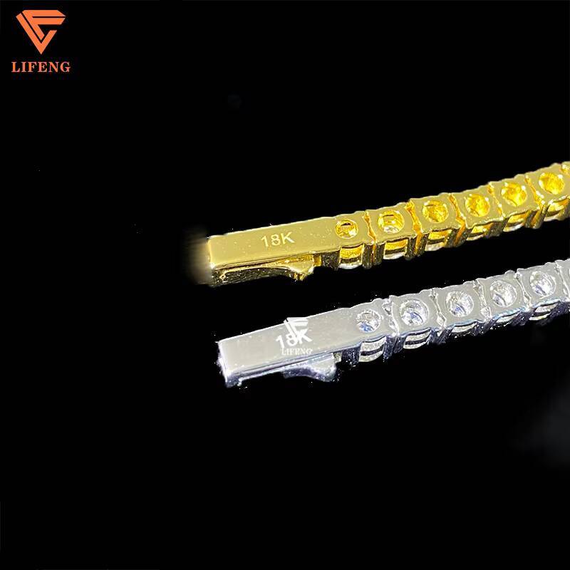 4mm GoldWhite Gold Plated 925 Sterling Silver Tennis Chain Necklace Iced Out Moissanite Diamond Hip Hop Jewelry Tennis Chain