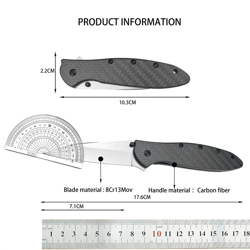 KS 1660 Outdoor Folding Knife 8Cr13MoV Steel Blade with Carbon Fiber Handle Camping Hunting Mountaineering Everyday Carry Tool