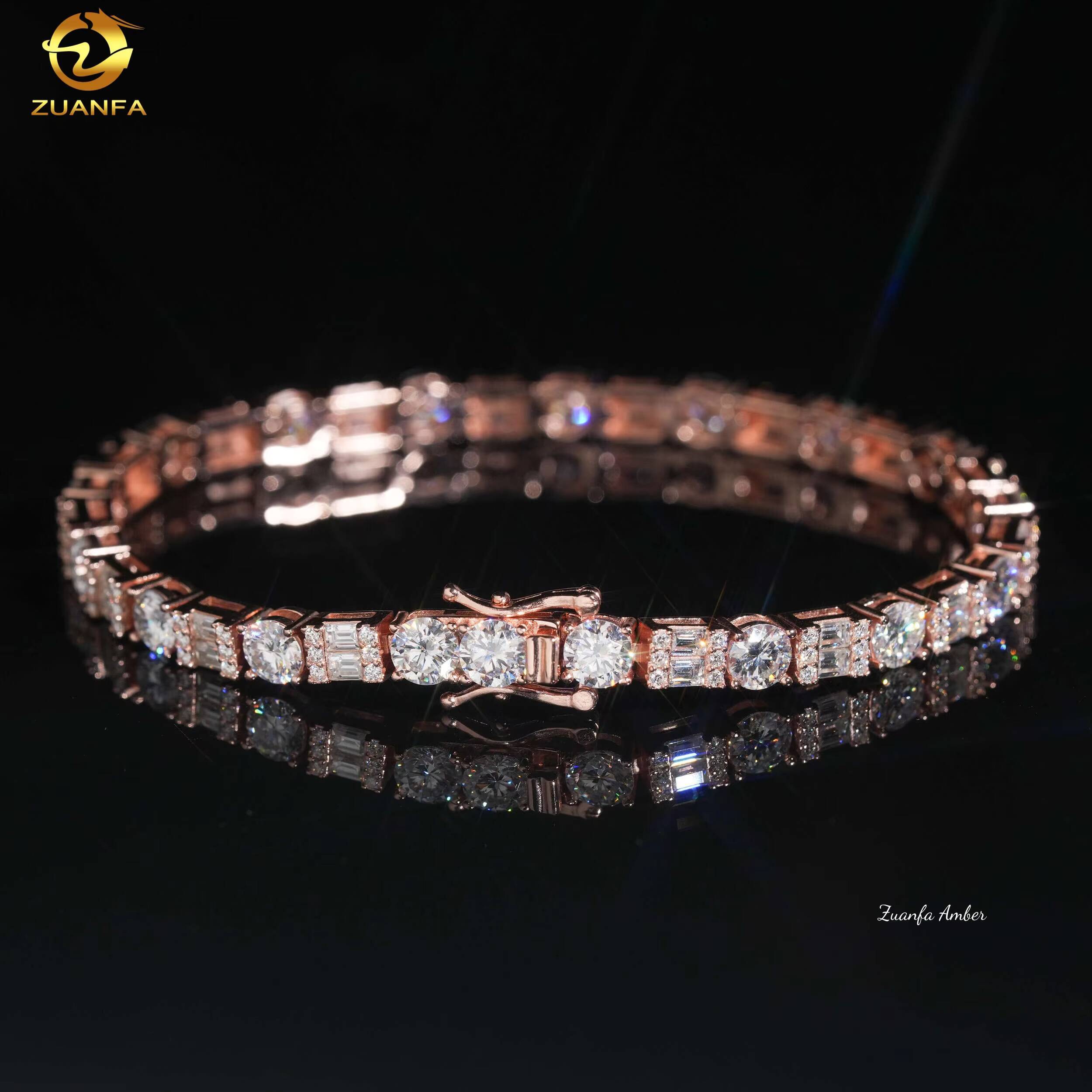 Hip Hop Iced Out S925 Sterling Silver 5MM Bling D-VVS Moissanite Diamond Setting Tennis Bracelet