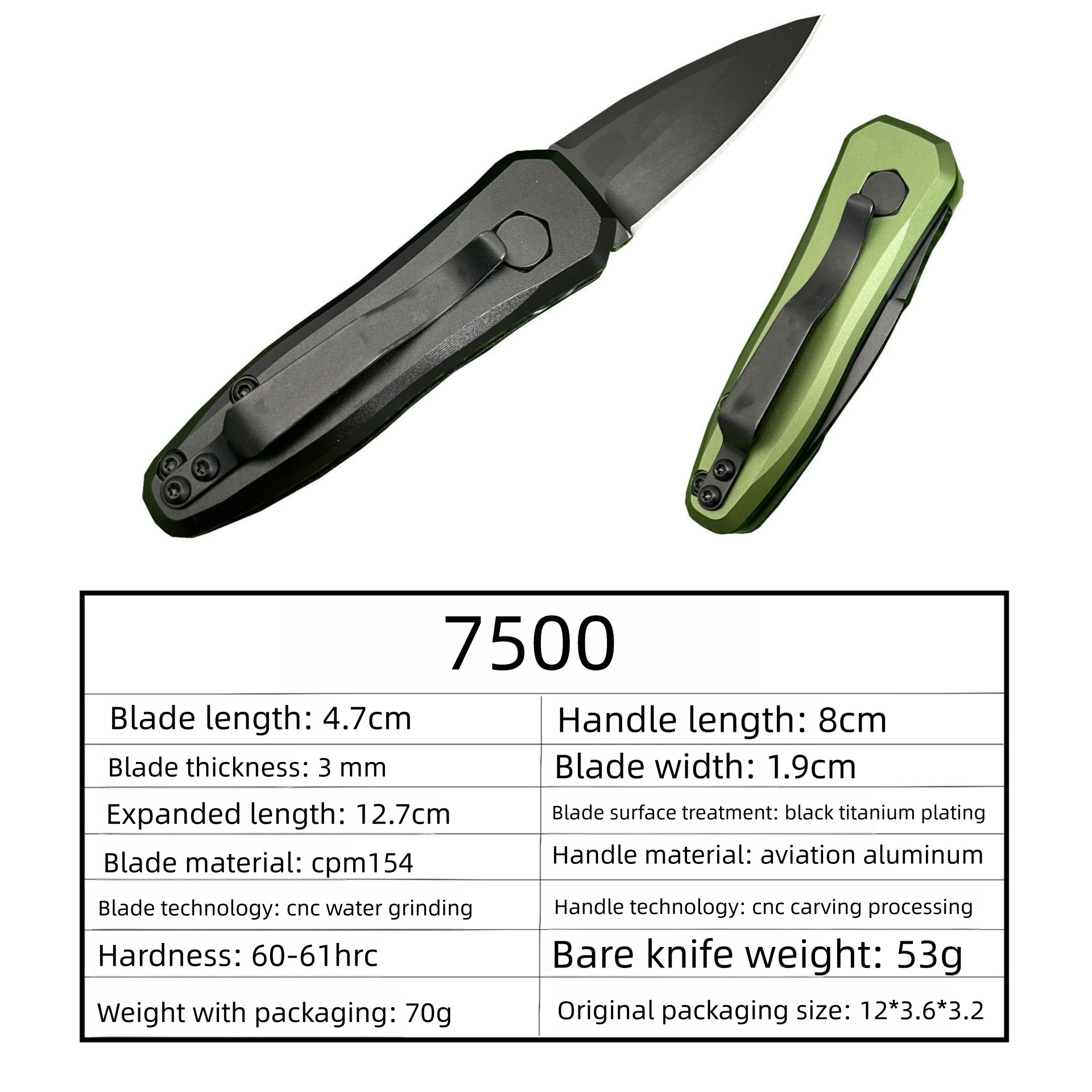 KS 7500 Mini Folding Knife CPM154 Blade Aluminum Alloy Handle Outdoor Camping Survival Tactics EDC Hunting Knife