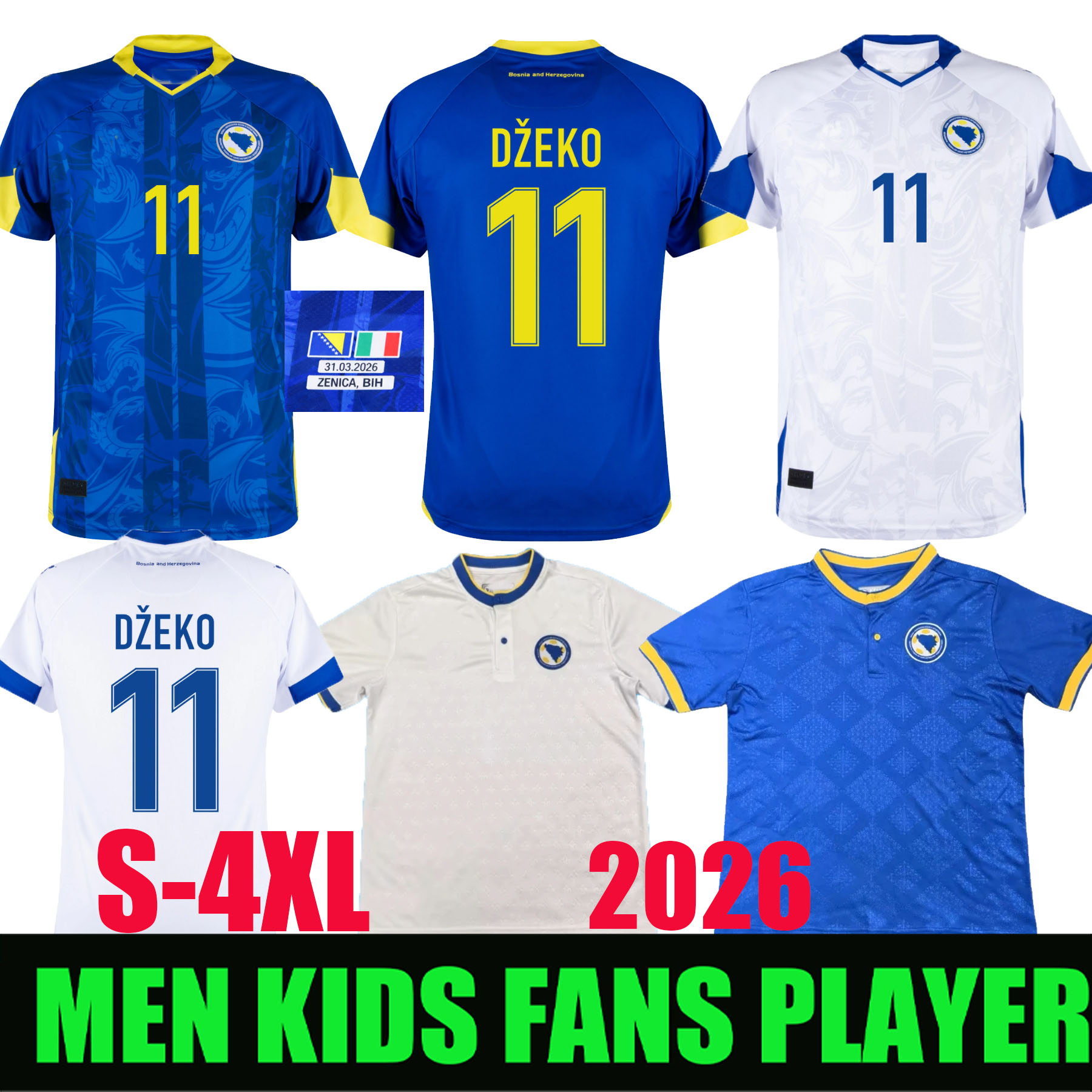 world cup 2026 Bosnia and Herzegovina Dzeko Soccer Jerseys 26 27 Home Away Men kids Players Fans Football Jersey Shirts kit Kit S-4XL