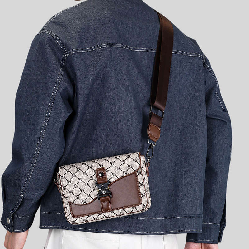Foreign Trade Fashion Saddle High Quality Texture Men S European And American Plaid Single Shoulder Business Travel Commuting Crossbody Bag High Quali