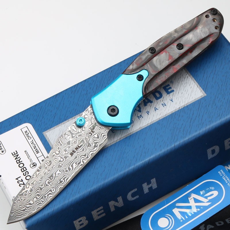 BM 945 Gold Mini Class O Sbor Ne Folding Knife 2.92" Vg10 Damascus Blade Carbon Fiber Handle Outdoor Hunting Camping Knife