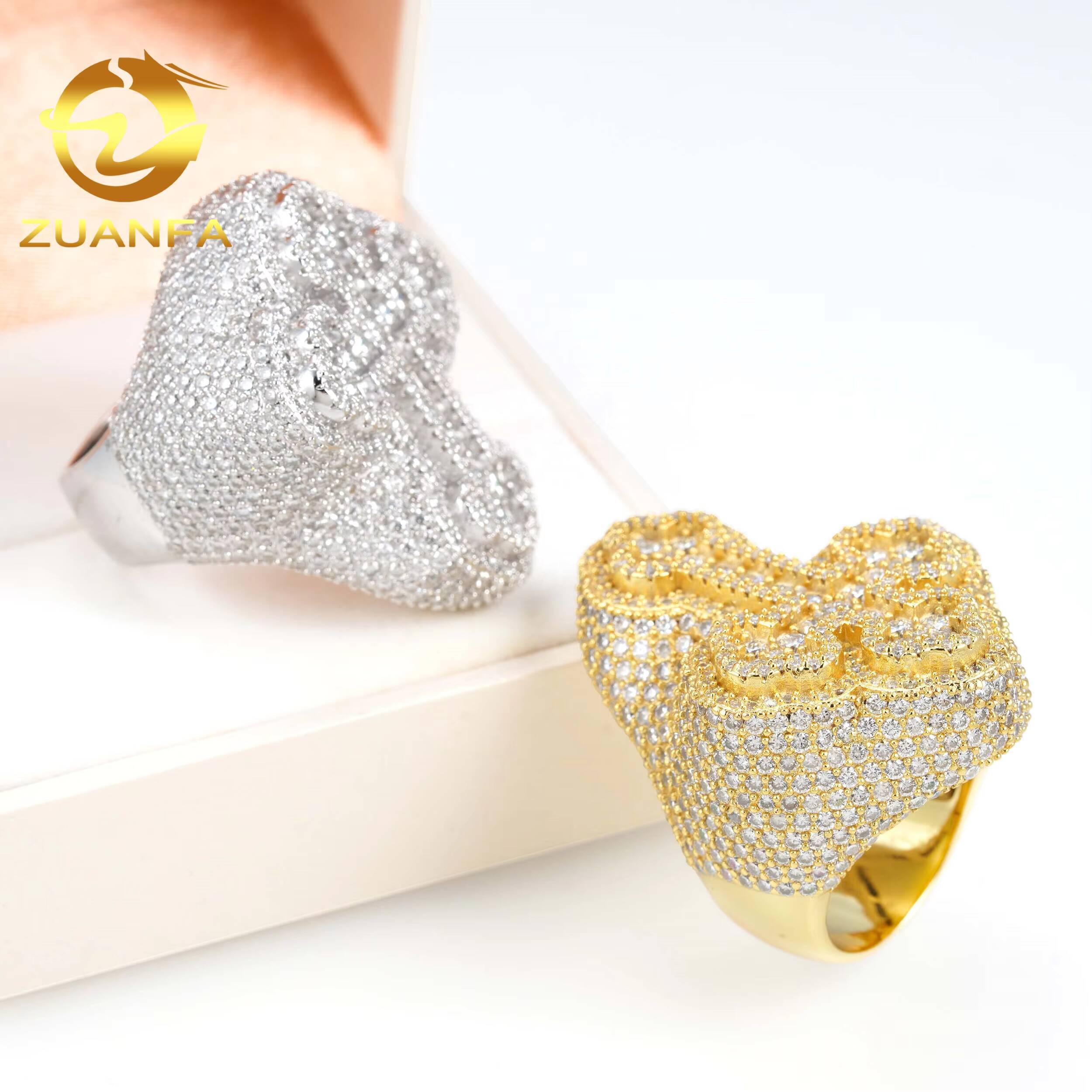 Factory Price 925 Silver Top Quality Moissante Diamond Cross Iced Out Mens Hip Hop Rings
