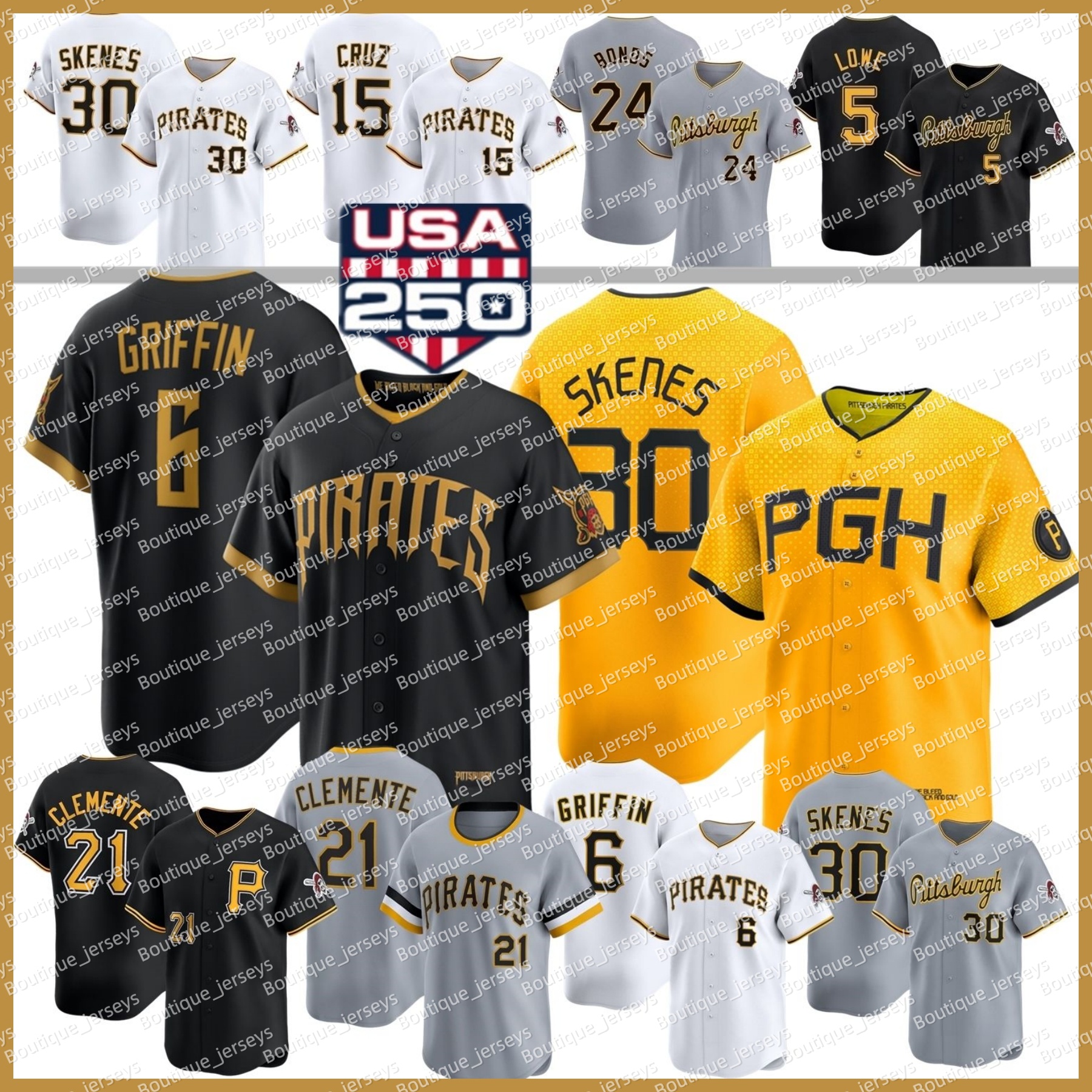 2026 City Pittsburghs Pirates Jersey Paul Skenes Roberto Clemente Konnor Griffin Bubba Chandler O Hearn Johnson Oneil Cruz Barry Bonds Ozuna Lowe Bryan Reynolds